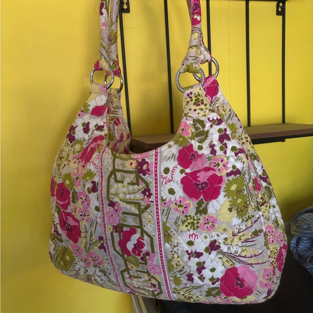 Vera Bradley Pink and Green Floral Hobo Bag